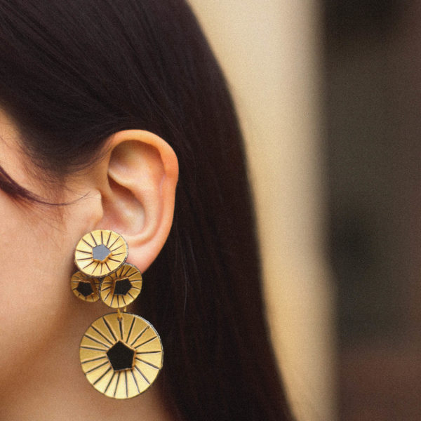 Boucles d'oreilles Kyoto dorée et noires