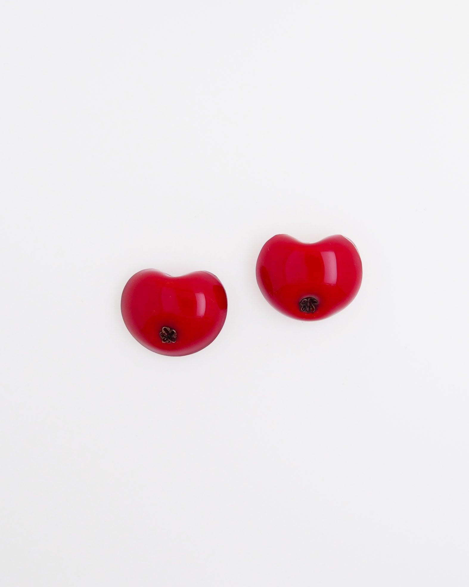 Petites boucles d'oreilles fruits pommes rouges 