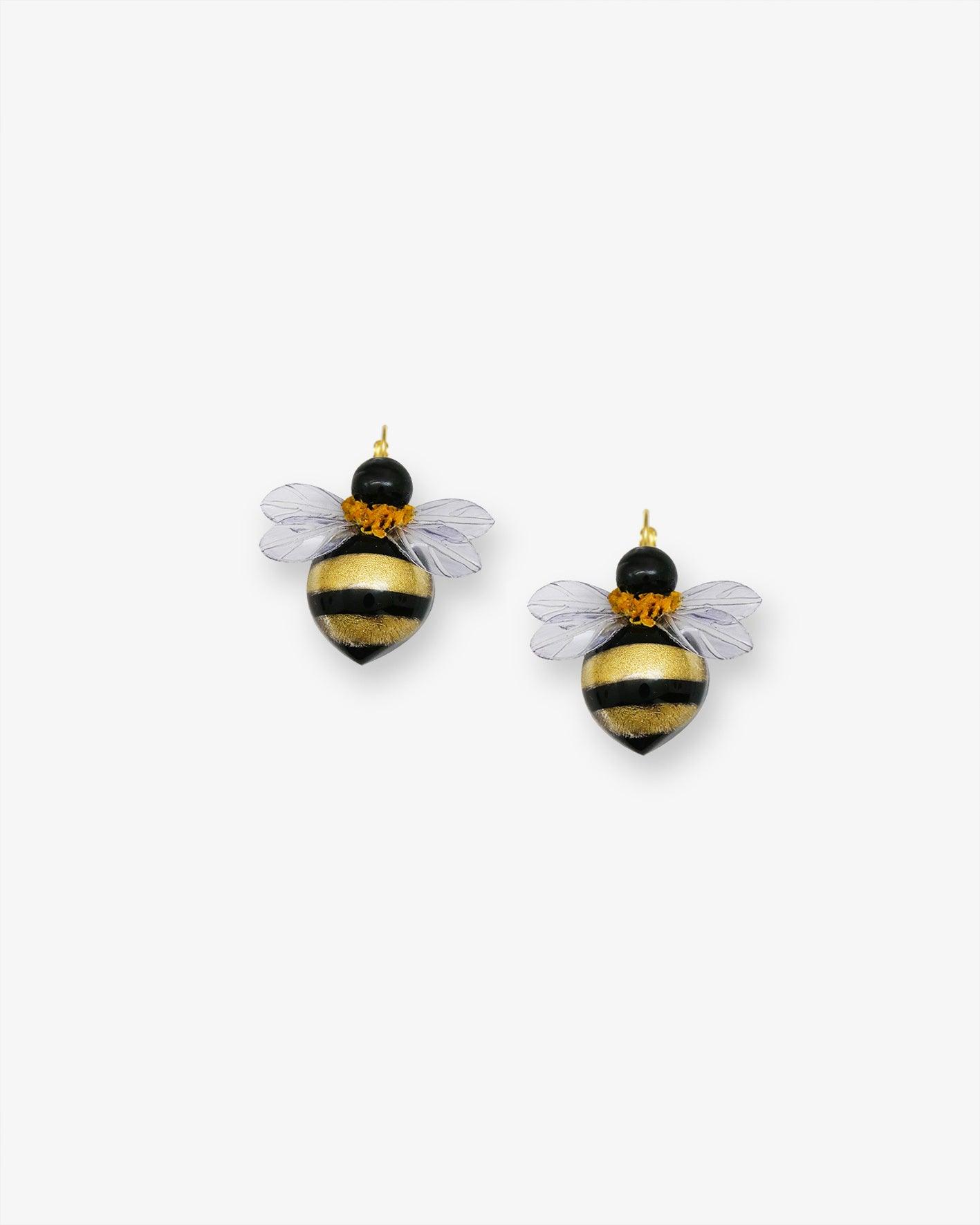Boucles d'oreilles abeilles dorées avec attaches dormeuses
