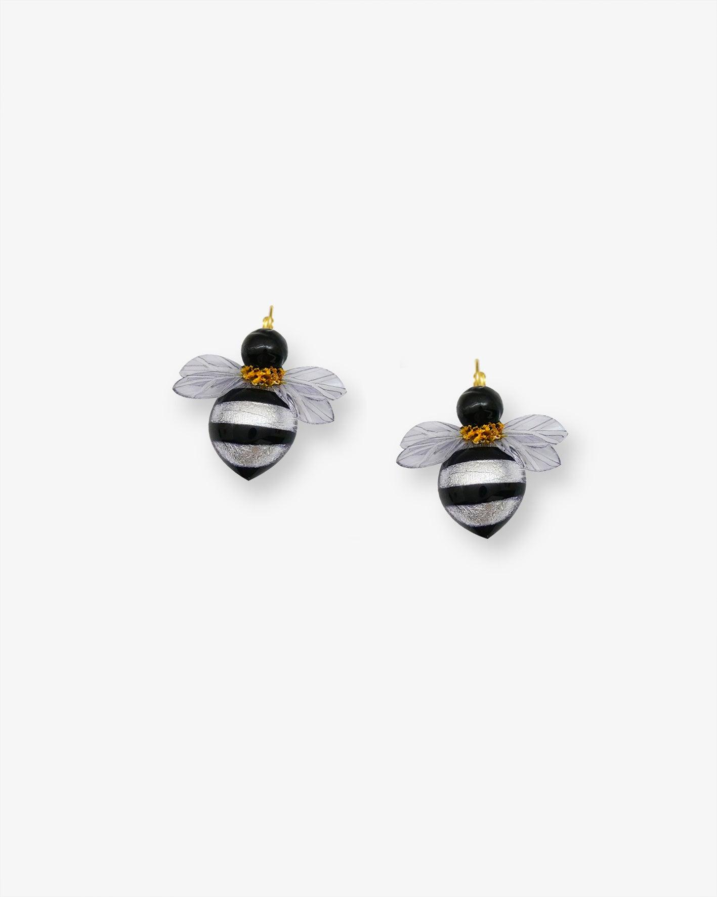 Boucles d'oreilles abeilles de couleur argenté
