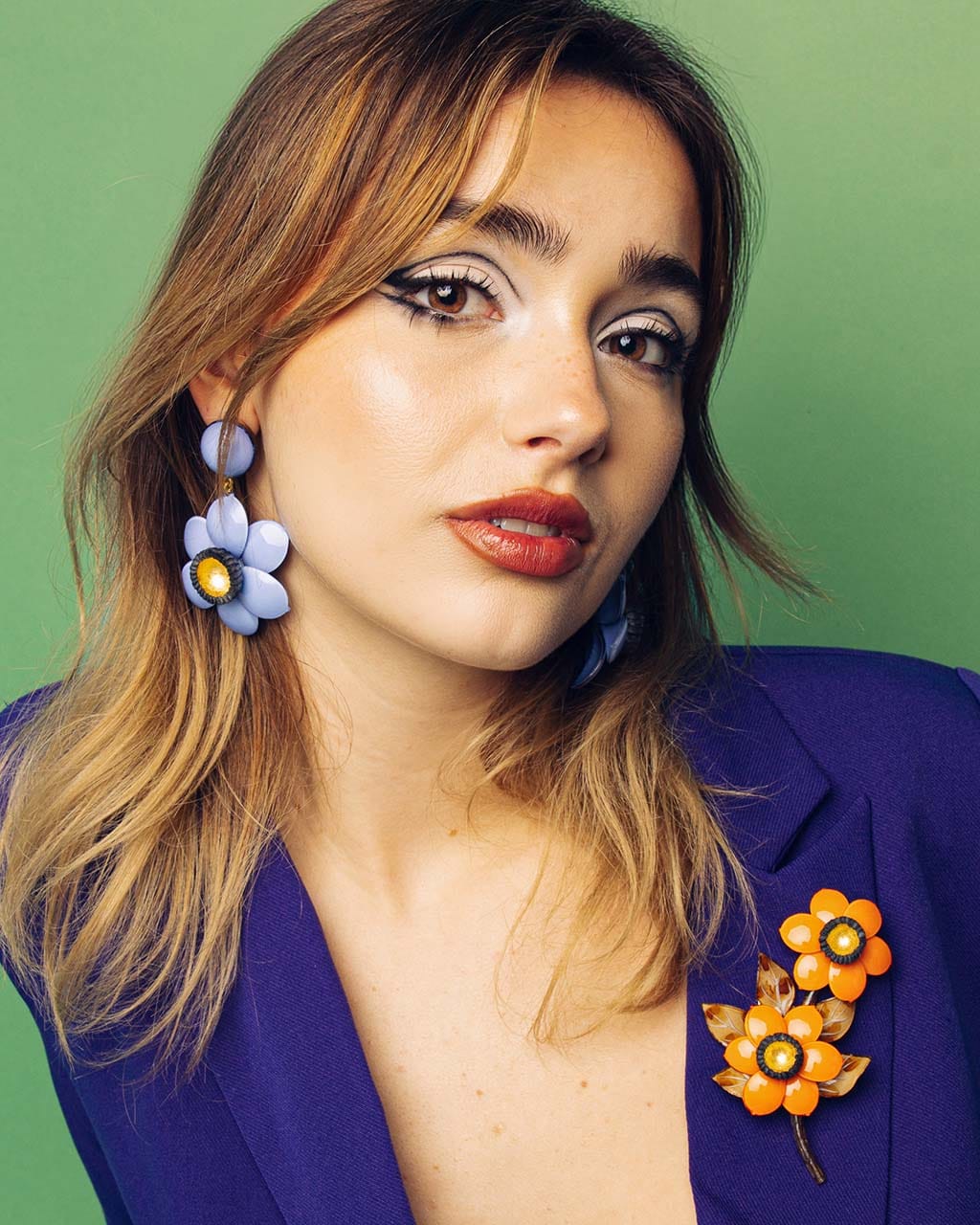 all-groups bijoux fashion femme chloé composé des boucles d'oreilles florales et de la broche fleurie, de véritables bijoux en france