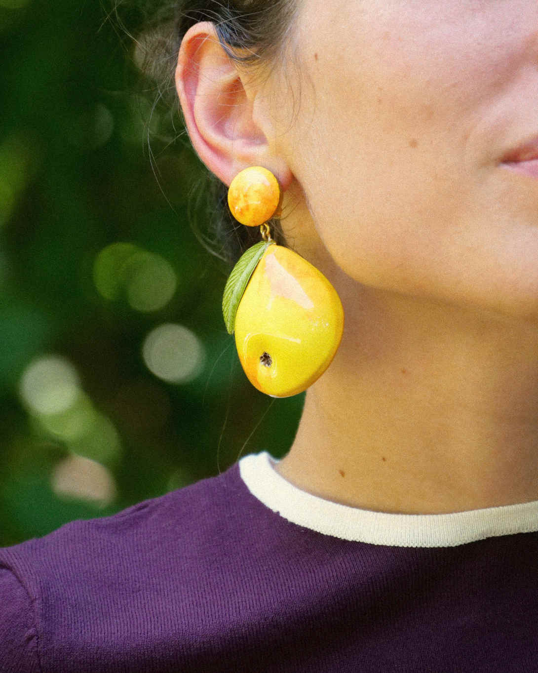 all-groups boucles d'oreilles femme originale poire jaune