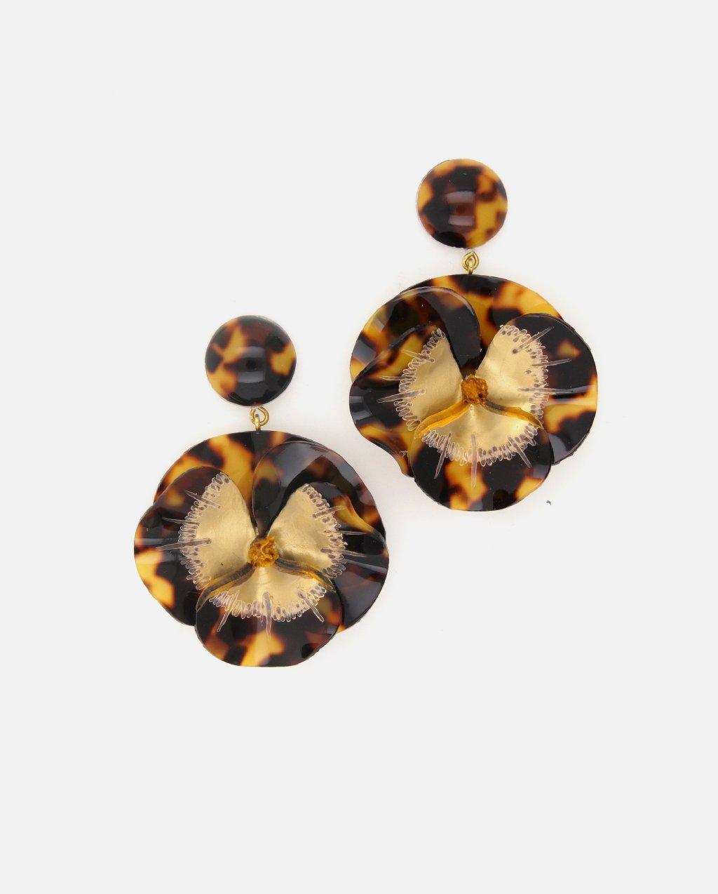 Grande boucle d'oreille originale de créateur motif léopard