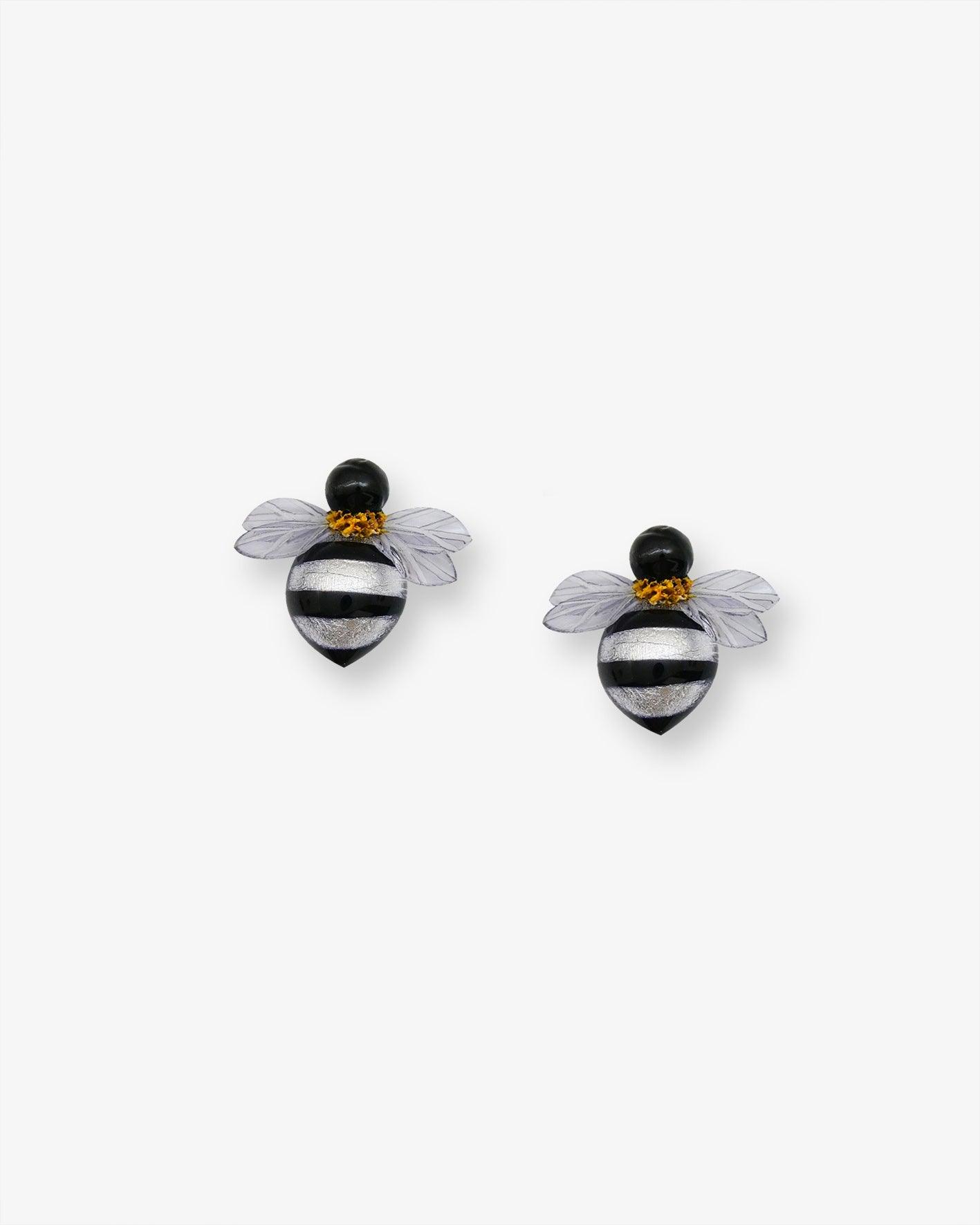 Boucles d'oreilles abeilles argentées