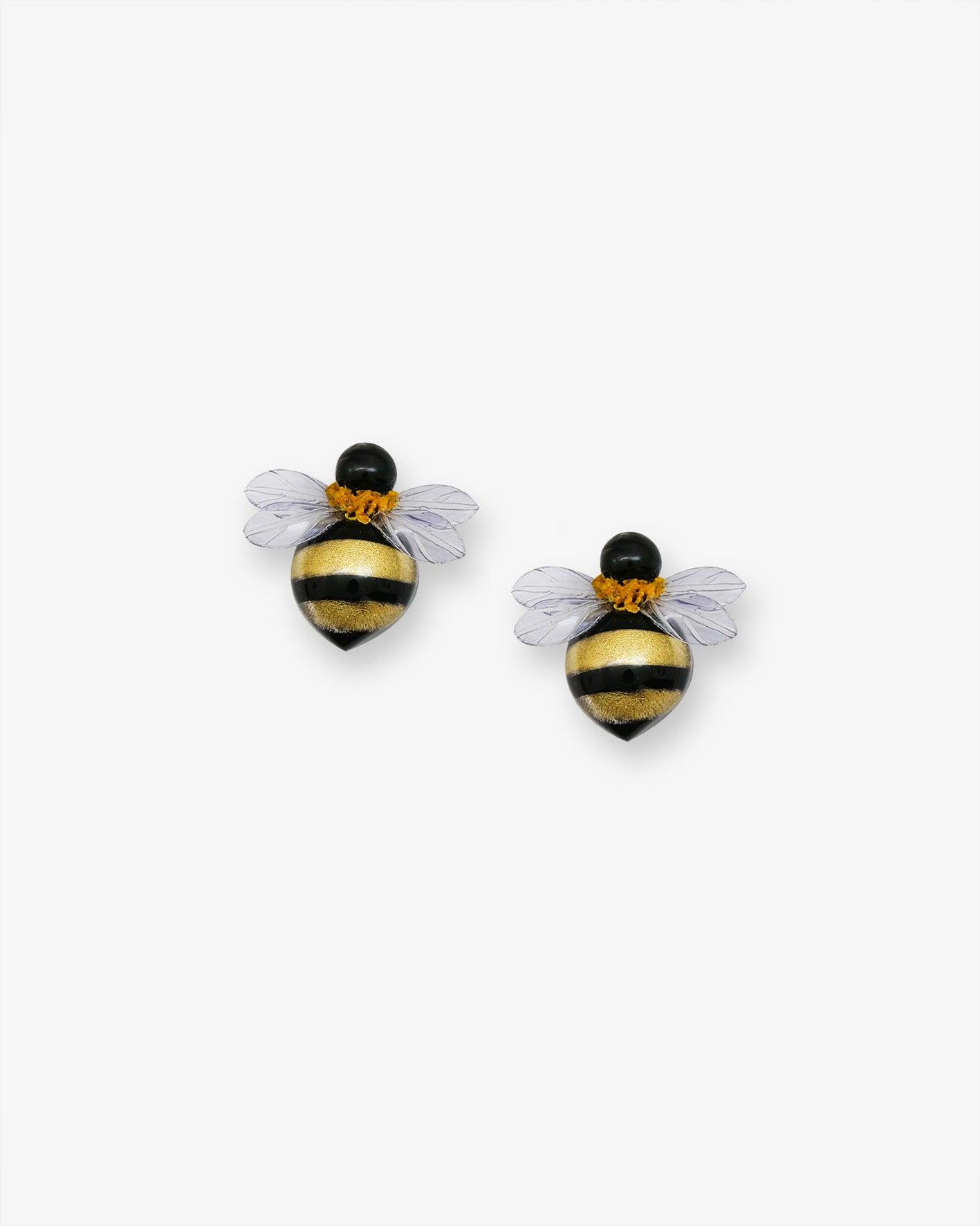 Boucles d'oreilles abeilles dorées en forme de bourdon