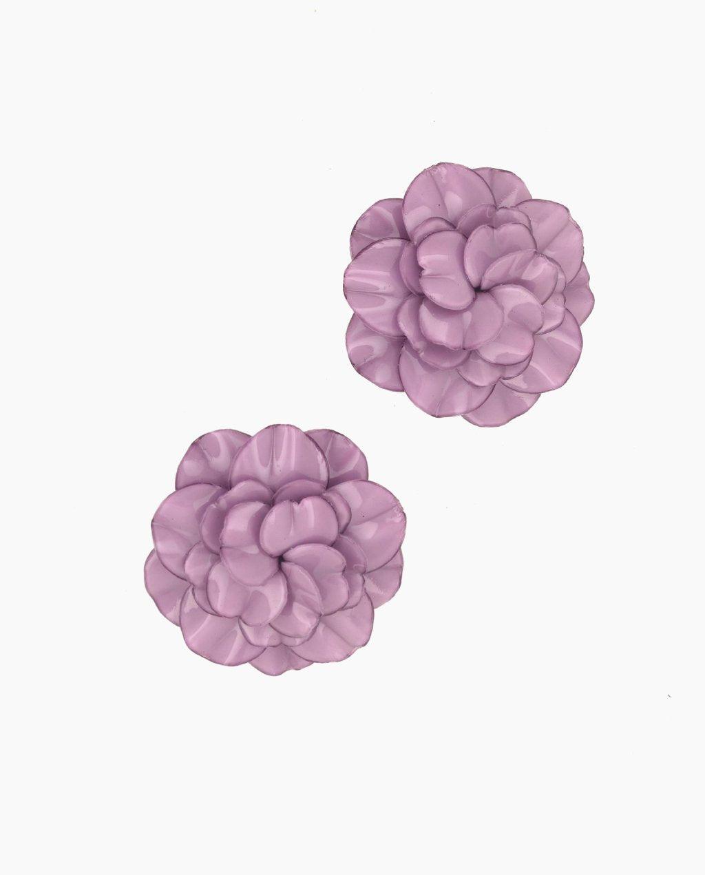 Boucles d'oreille chic et tendance maxi géranium couleur violet 