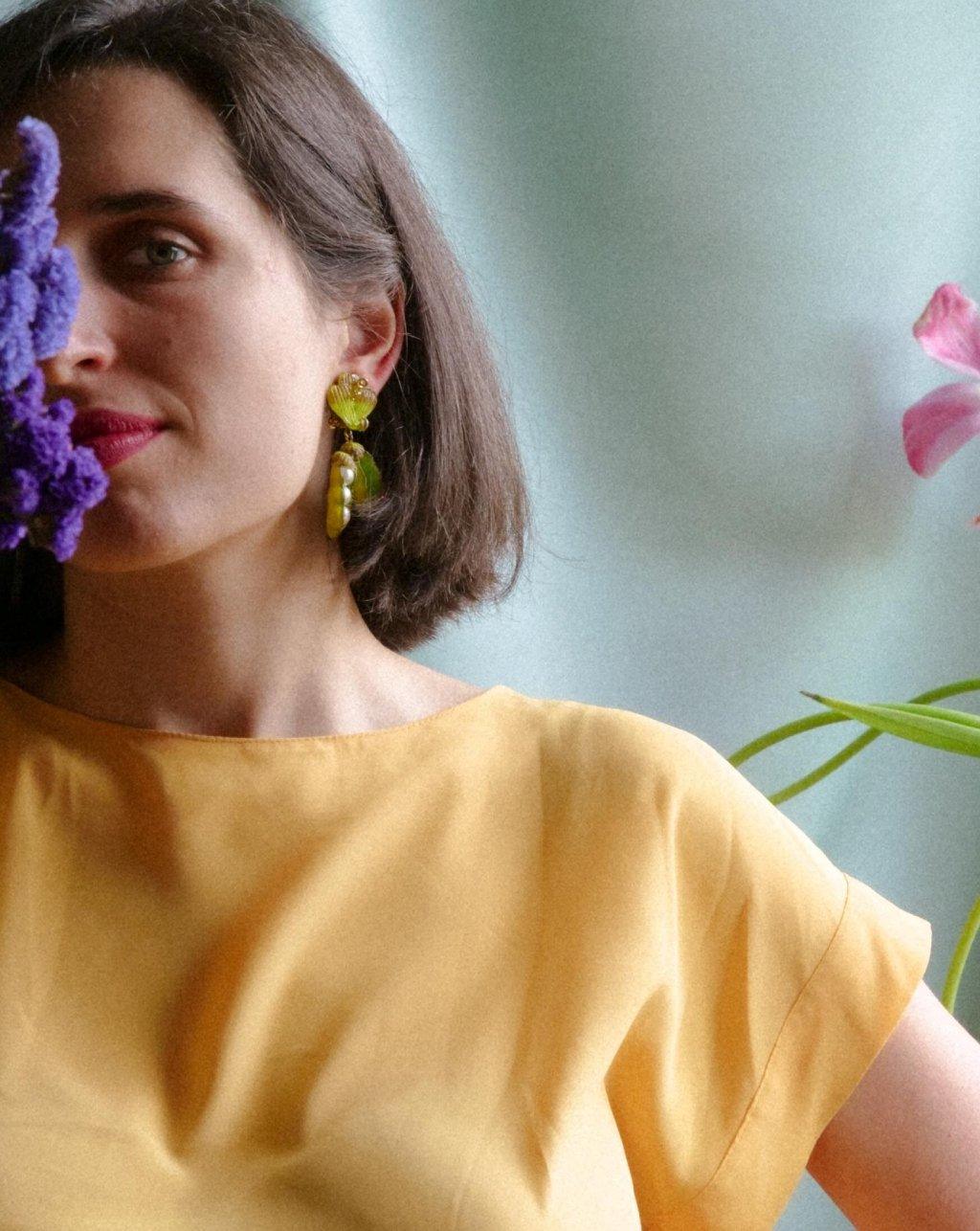 Boucles d'oreilles clips originales légume vert