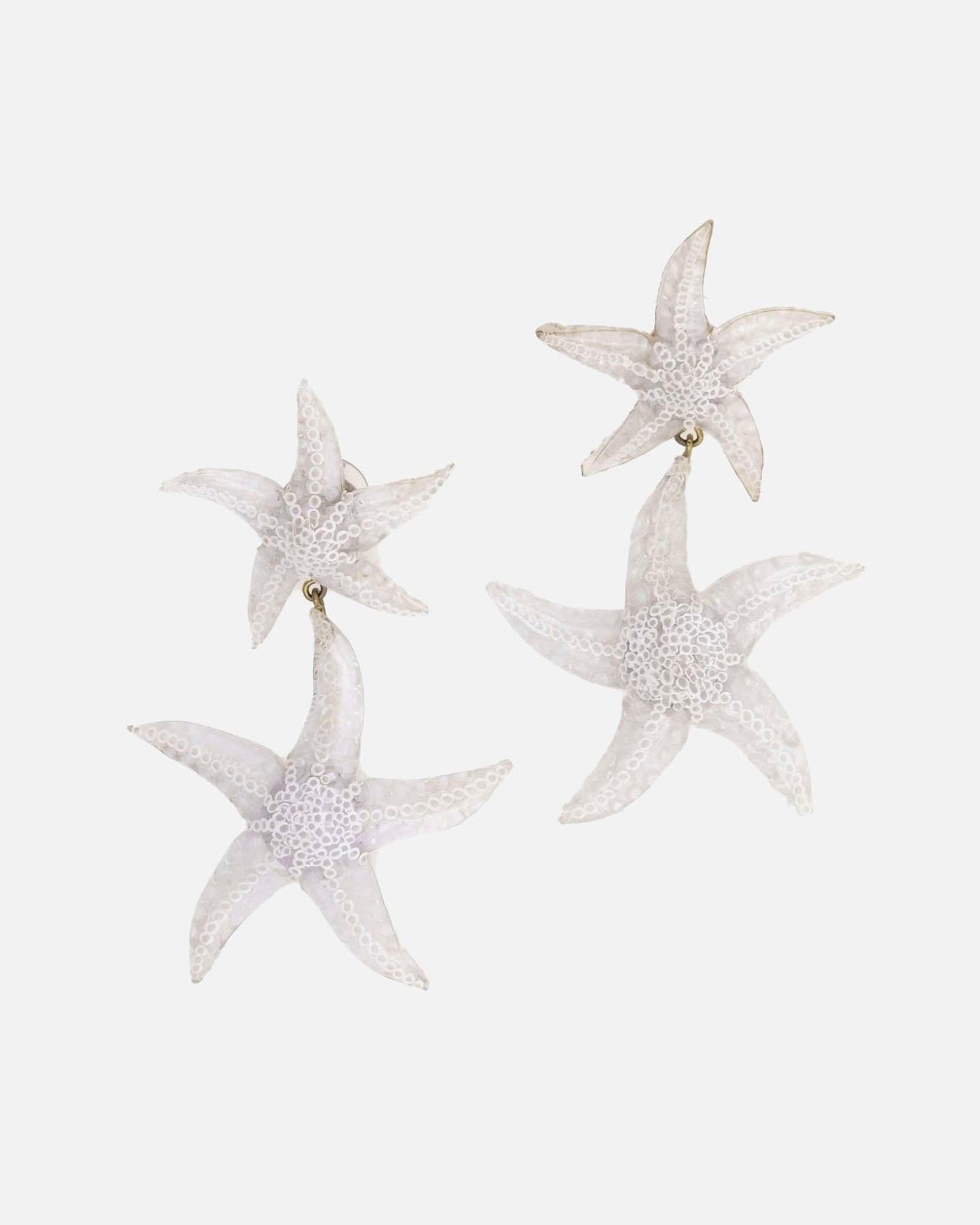 Boucles d'oreilles pendantes etoile or blanche