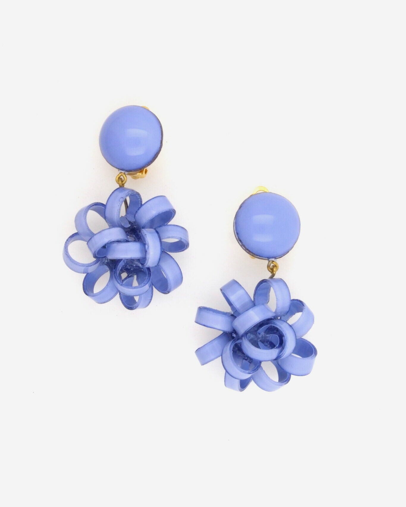 Boucles d'oreilles fantaisie pendantes de couleur bleuet