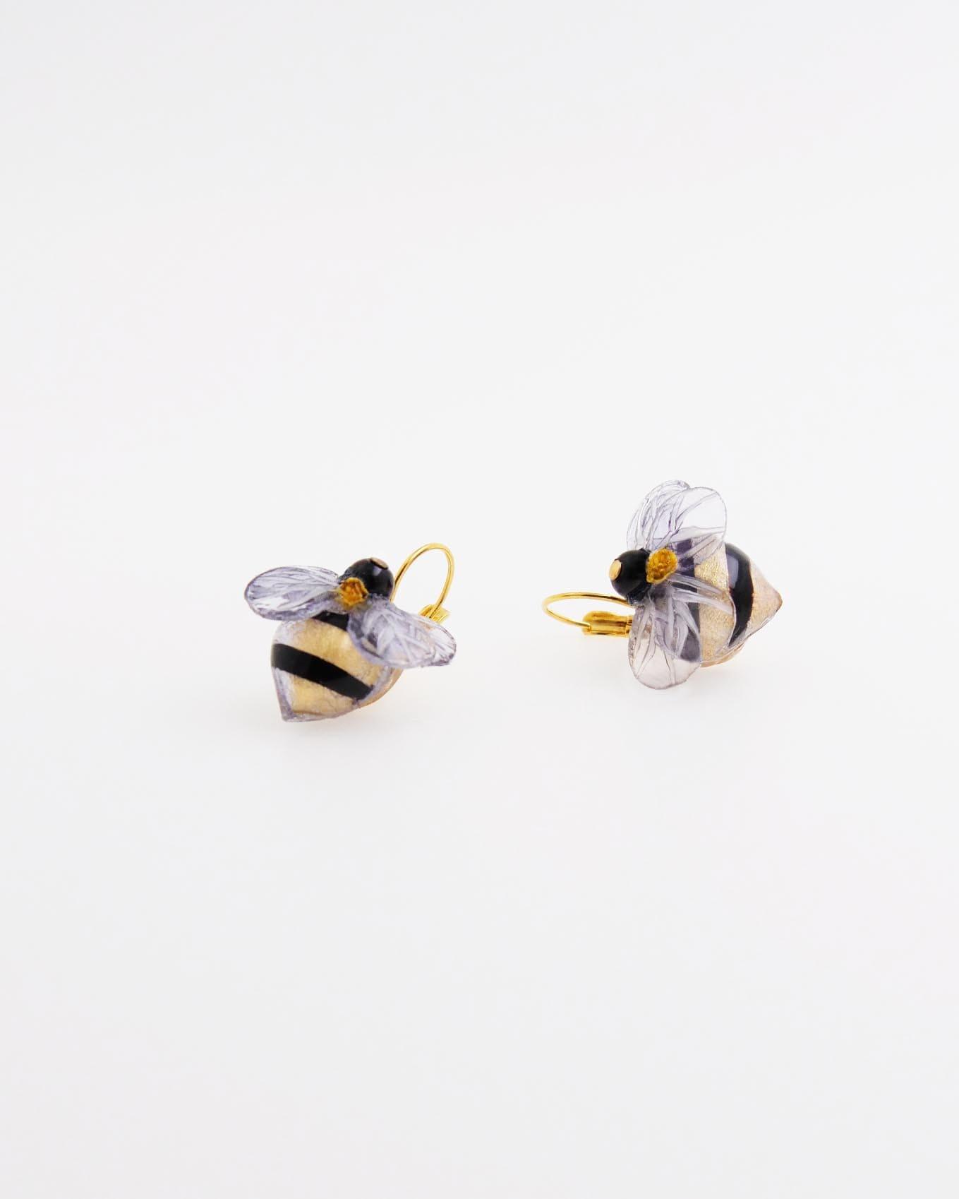 minis boucles d'oreilles fantaisie abeille avec attaches dormeuses
