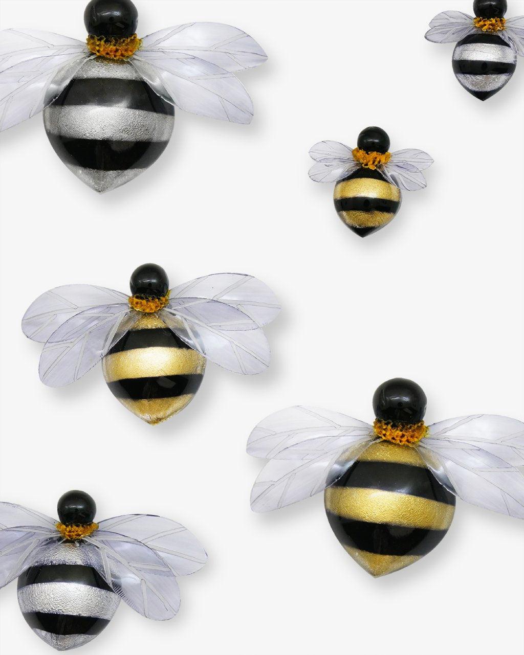 all-groups Lot de broches abeilles dorées et argentées