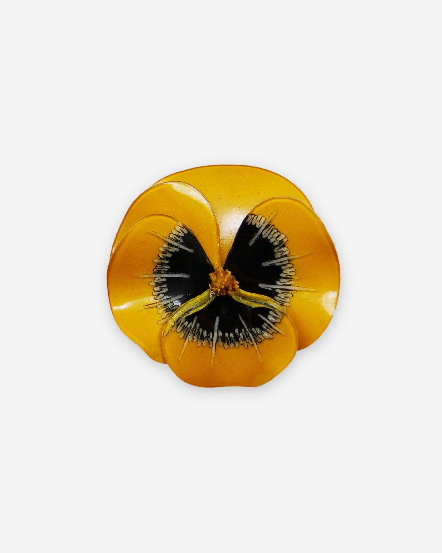 Broche ancienne fleur de couleur jaune