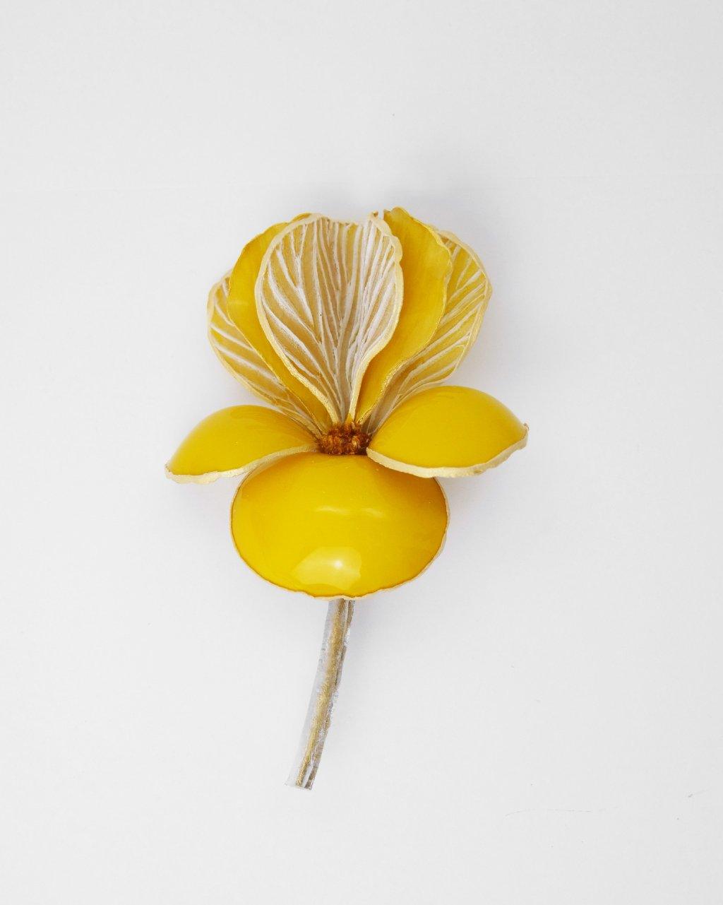 broche fleur brillante jaune