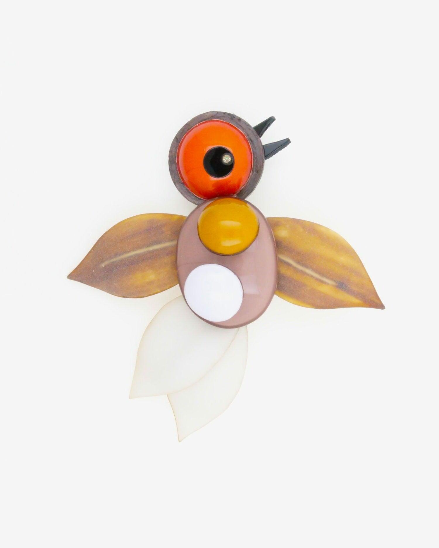 broche créateurs oiseau ivoire 