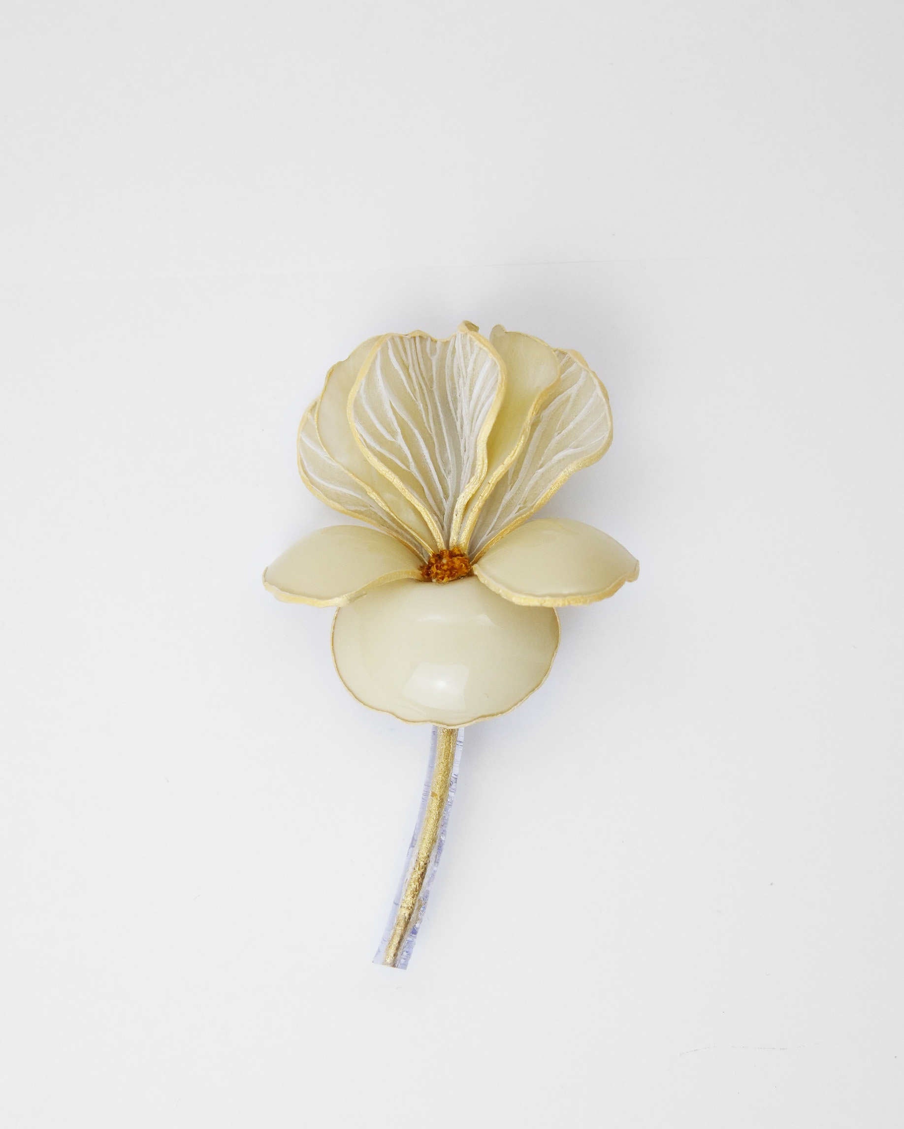broche fleur brillante ivoire