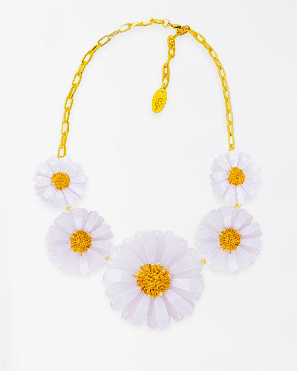 Collier fleurs blanches marguerites