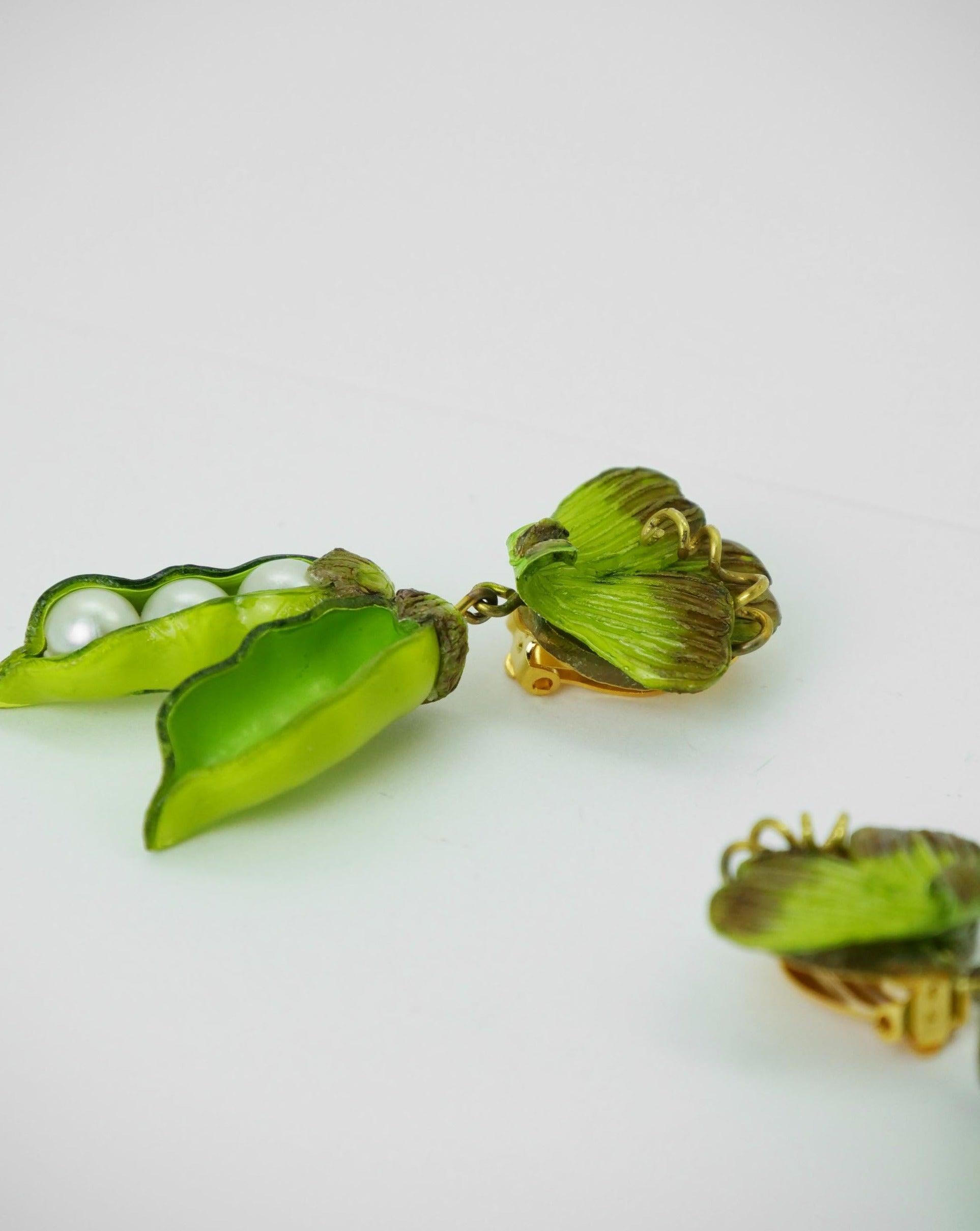 Boucles d'oreilles clips originales légume vert