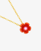 Le collier fleur Mona orange a été pensé et réalisé dans notre atelier par nos artisans bijoutier Ciléa Paris.