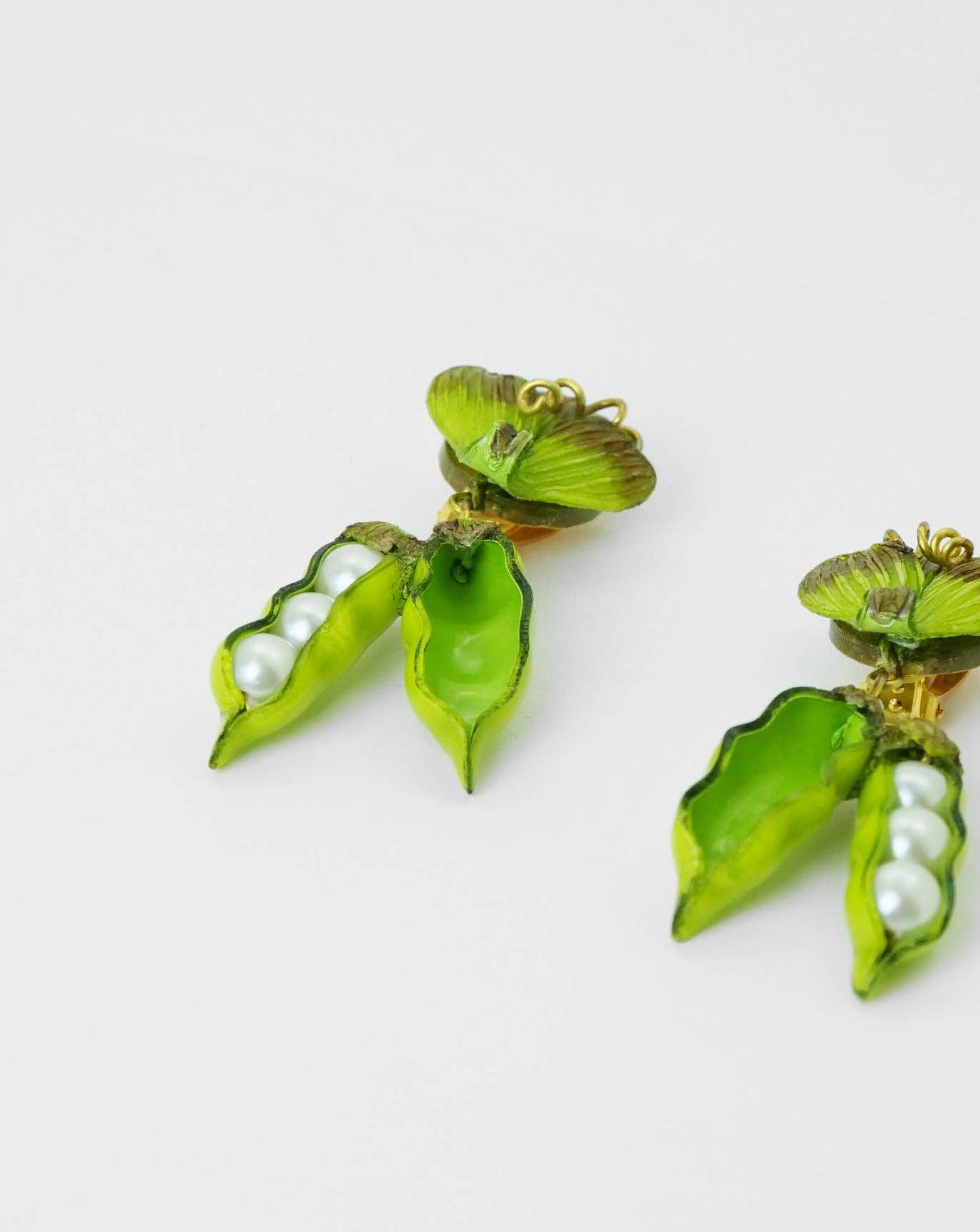 Boucles d'oreilles clips originales légume vert