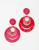 all-groups boucle d'oreille à clip unique, bijoux rouges, roses et brillants pour femme