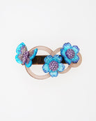 all-groups barrette pour cheveux originale bleue avec deux fleurs et un papillon unique